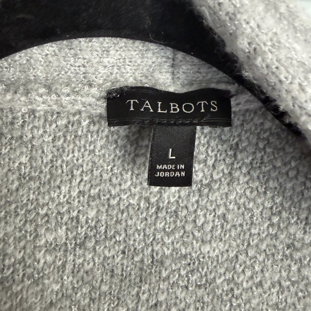 Talbots Light Gray Leopard Print Open Cardigan Sweater - Picture 5 of 5